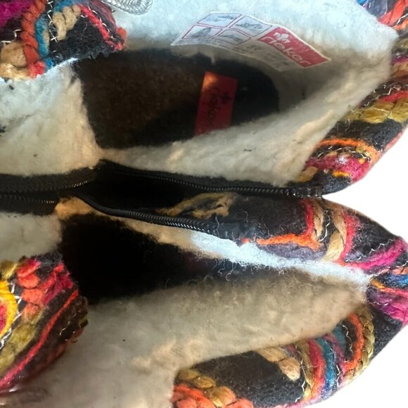 Rieker Felicitas Black Leather Lace-Up Boots Colorful Trim Booties Size 37 6 6.5 - Picture 9 of 12